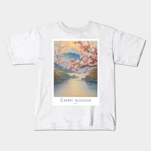 Cherry Blossom Japan Vintage Retro Art Style Kids T-Shirt